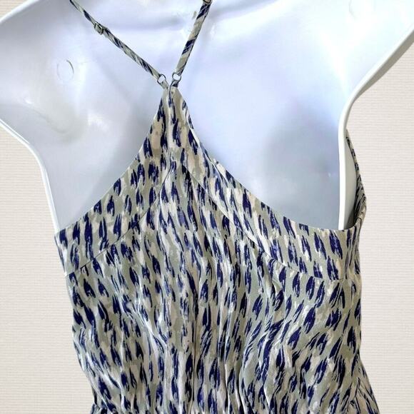 Madewell Silk Sleeveless Strappy Mini Casual Dress Slip Size 0 Blue Gray Printed - Picture 6 of 11